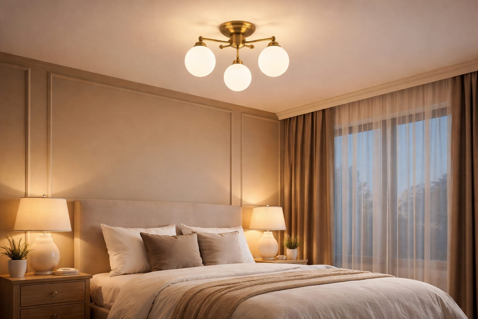 brushed brass semi flush mount bedroom ceiling light