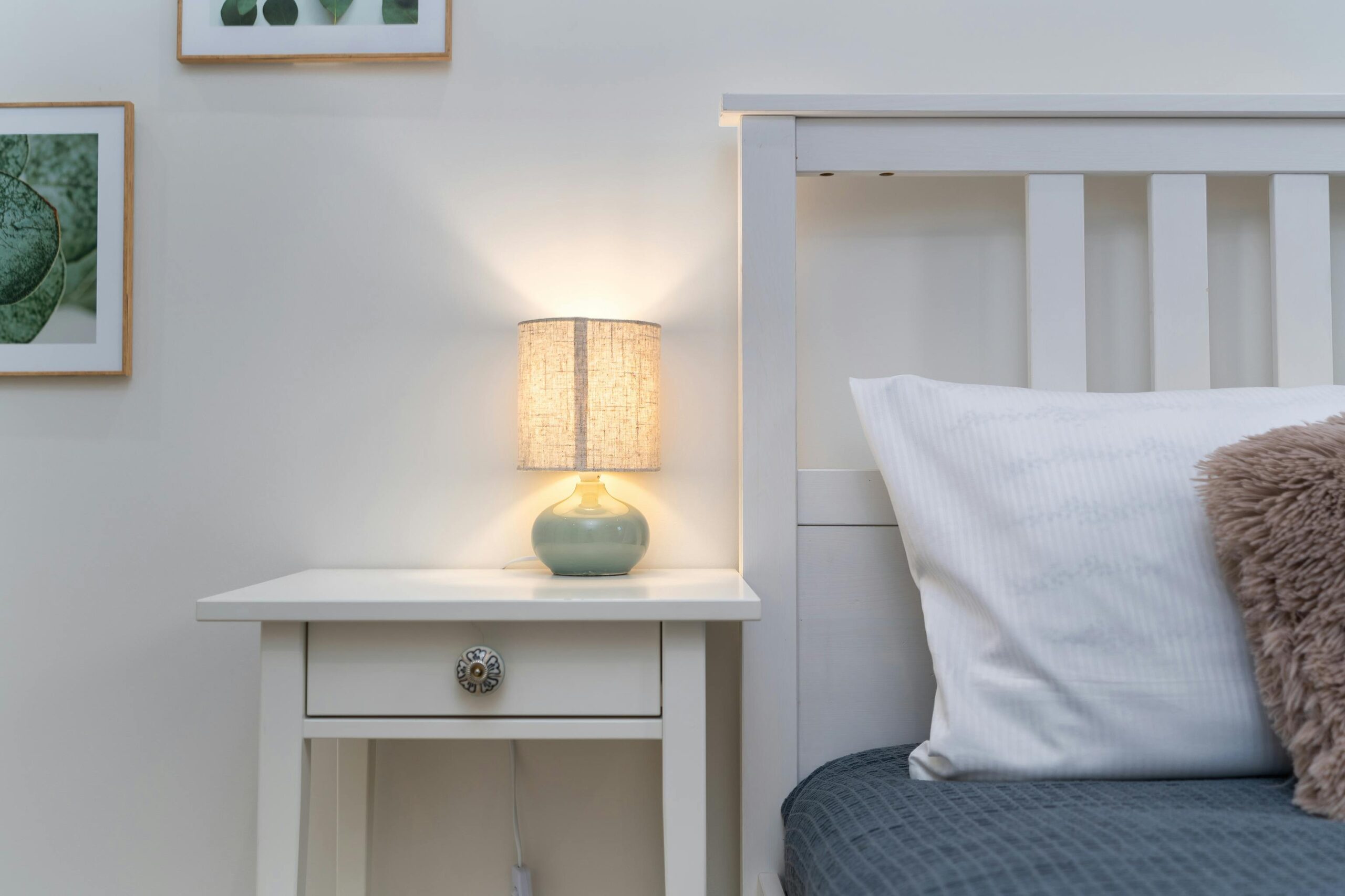 neutral ceramic bedside lamp for quiet, everyday calm and natural lighting