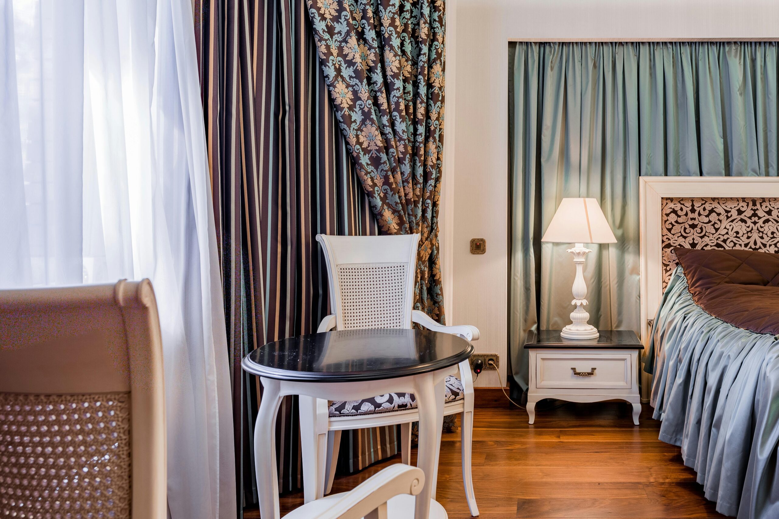 classic bedside table lamp with a sculpted base