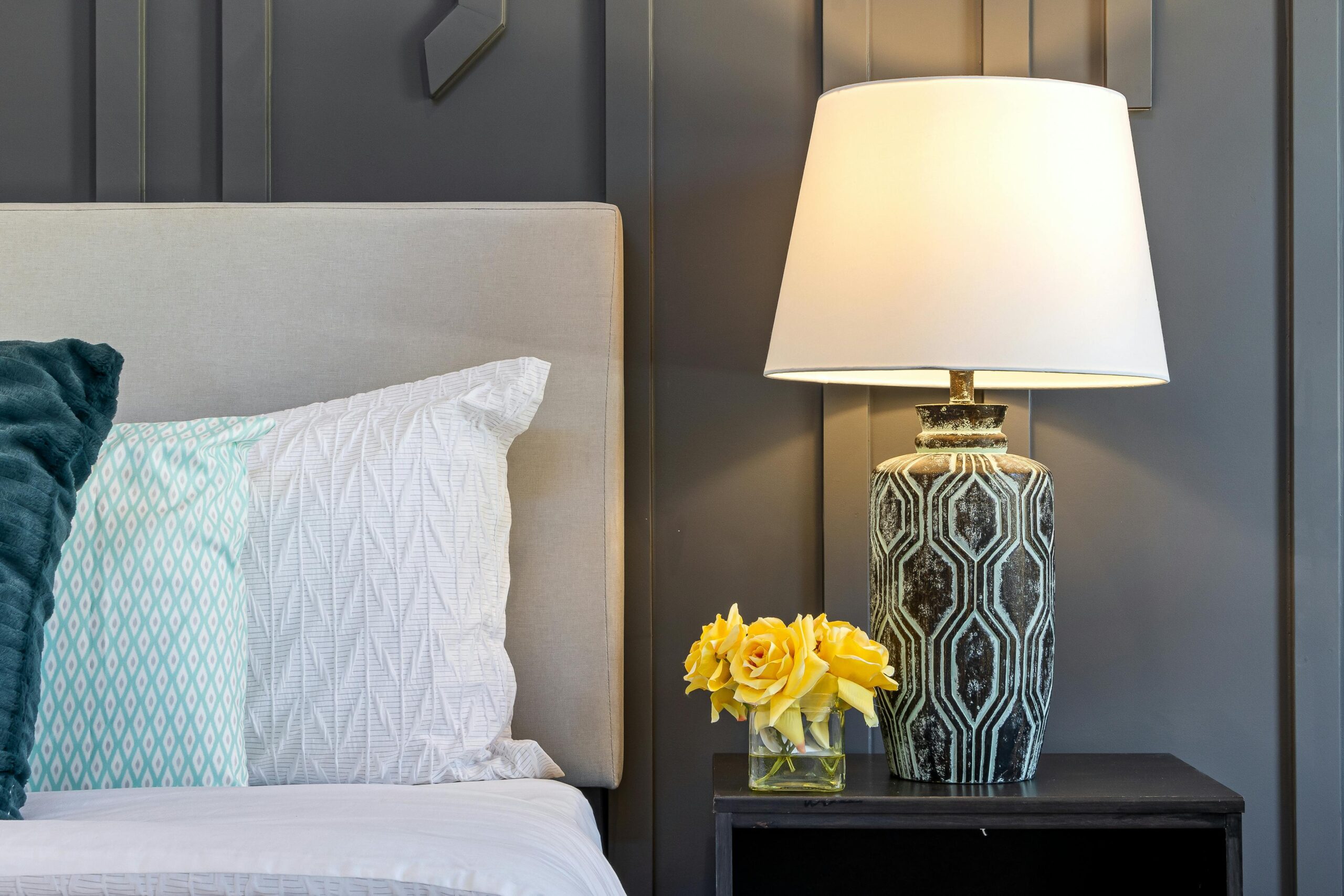 textured ceramic lamp for depth and contrast for modern bedrooms